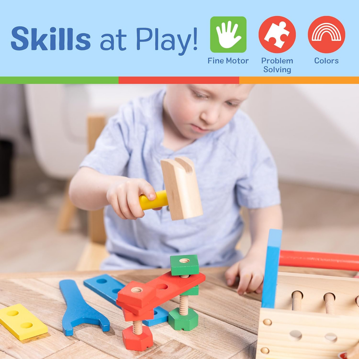 Melissa and Doug Take-Along Tool Kit Wooden Construction 24 Pieces New Toy