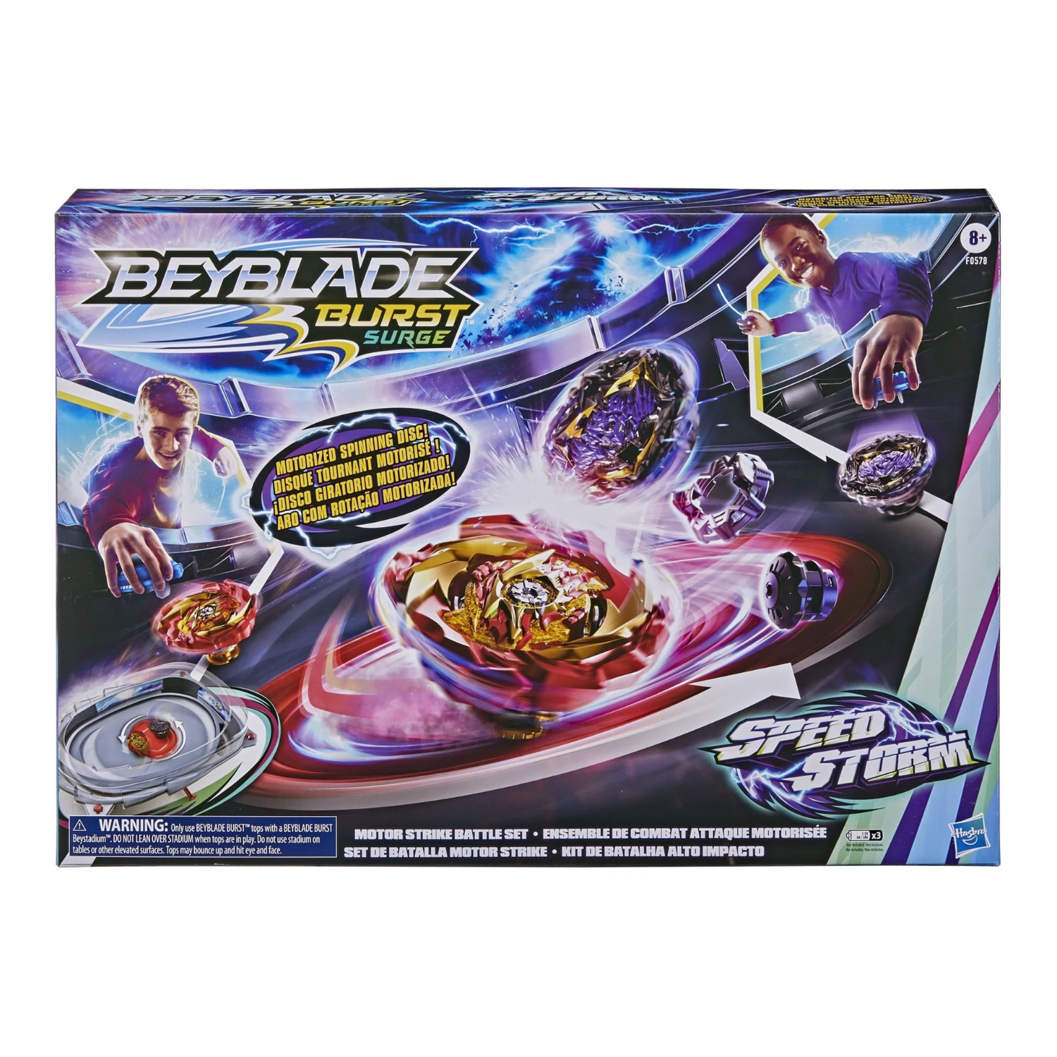 Beyblade Burst Speedstorm Motor Strike Stadium Set with 2 Tops and Launchers
