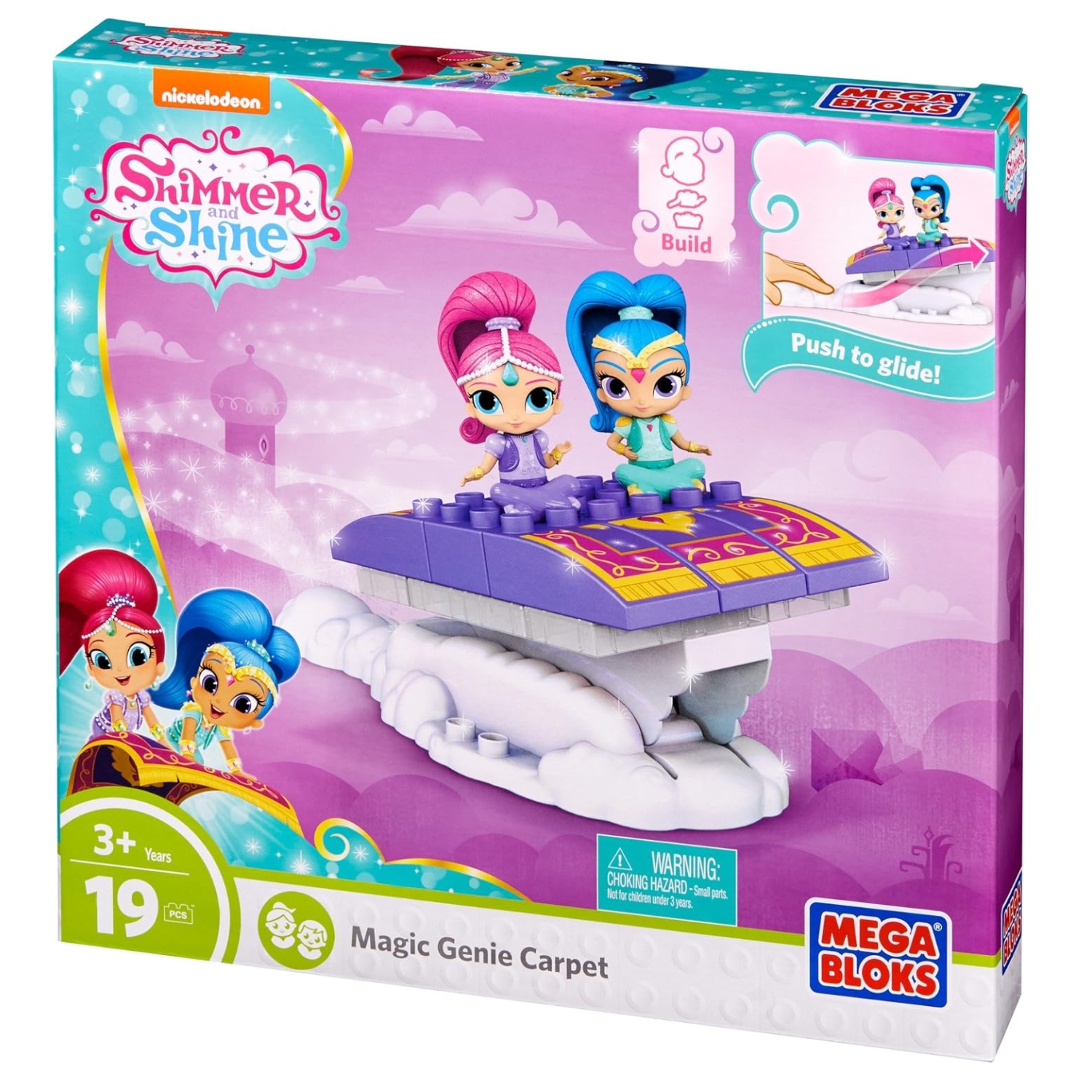 Mega Bloks Shimmer & Shine Magic Genie Carpet Building Set with Figures 19pcs