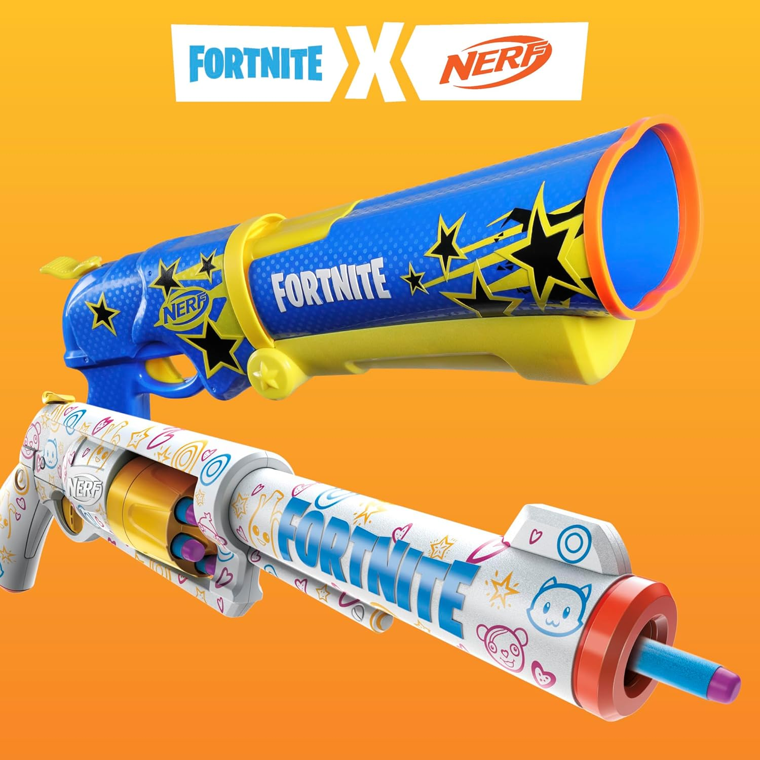 NERF Fortnite Frenz 4 Ever Blaster with 6 Elite Darts Drum Kids Toy Game Gift