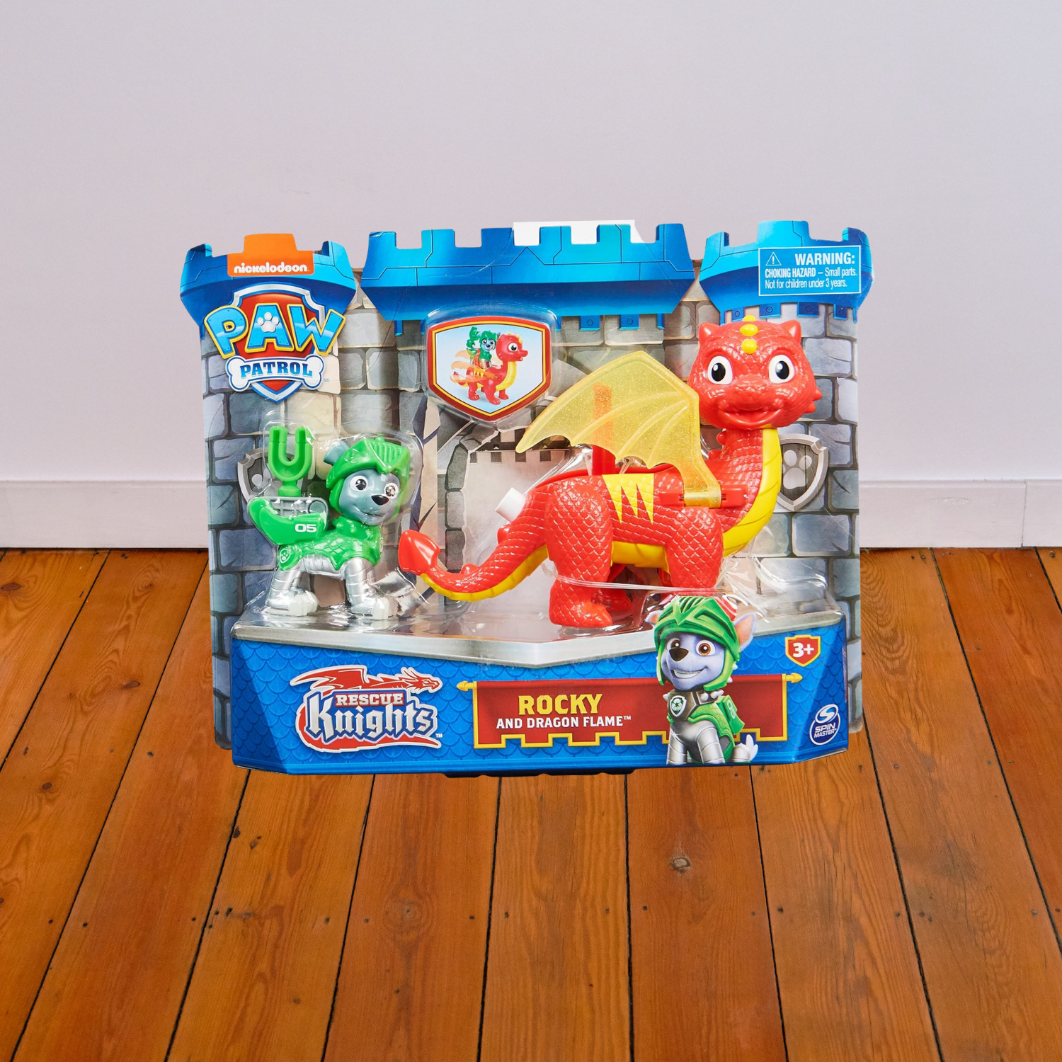 PAW Patrol Rescue Knights Rocky & Flame Dragon Action Figure Playset for Kids 3+
