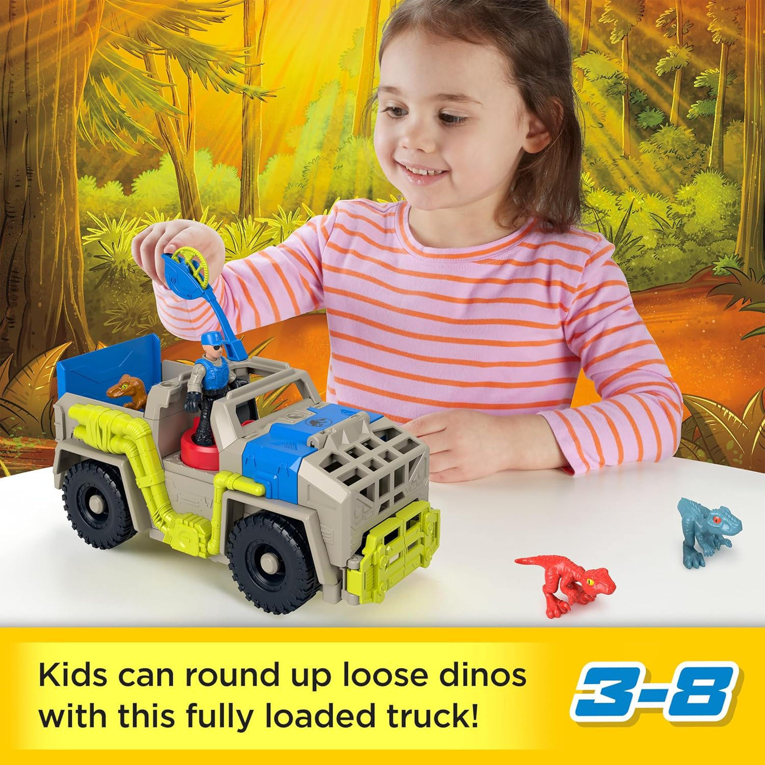 Fisher-Price Imaginext Jurassic World Track & Transport Dino Truck Vehicle Toy 3