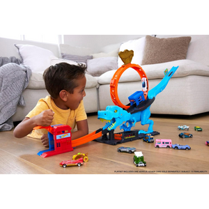 Hot Wheels City T-Rex Chomp Down Track Set Race Loop Stunt Car Action 4+