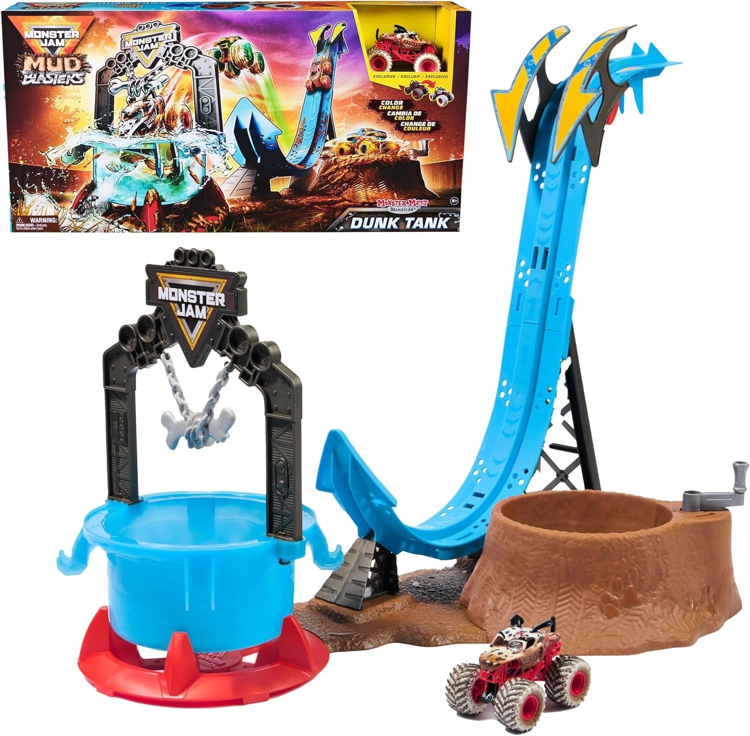 Monster Jam Mud Blasters Monster Mutt Dalmatian Dunk Tank Playset Toy Ages 3+