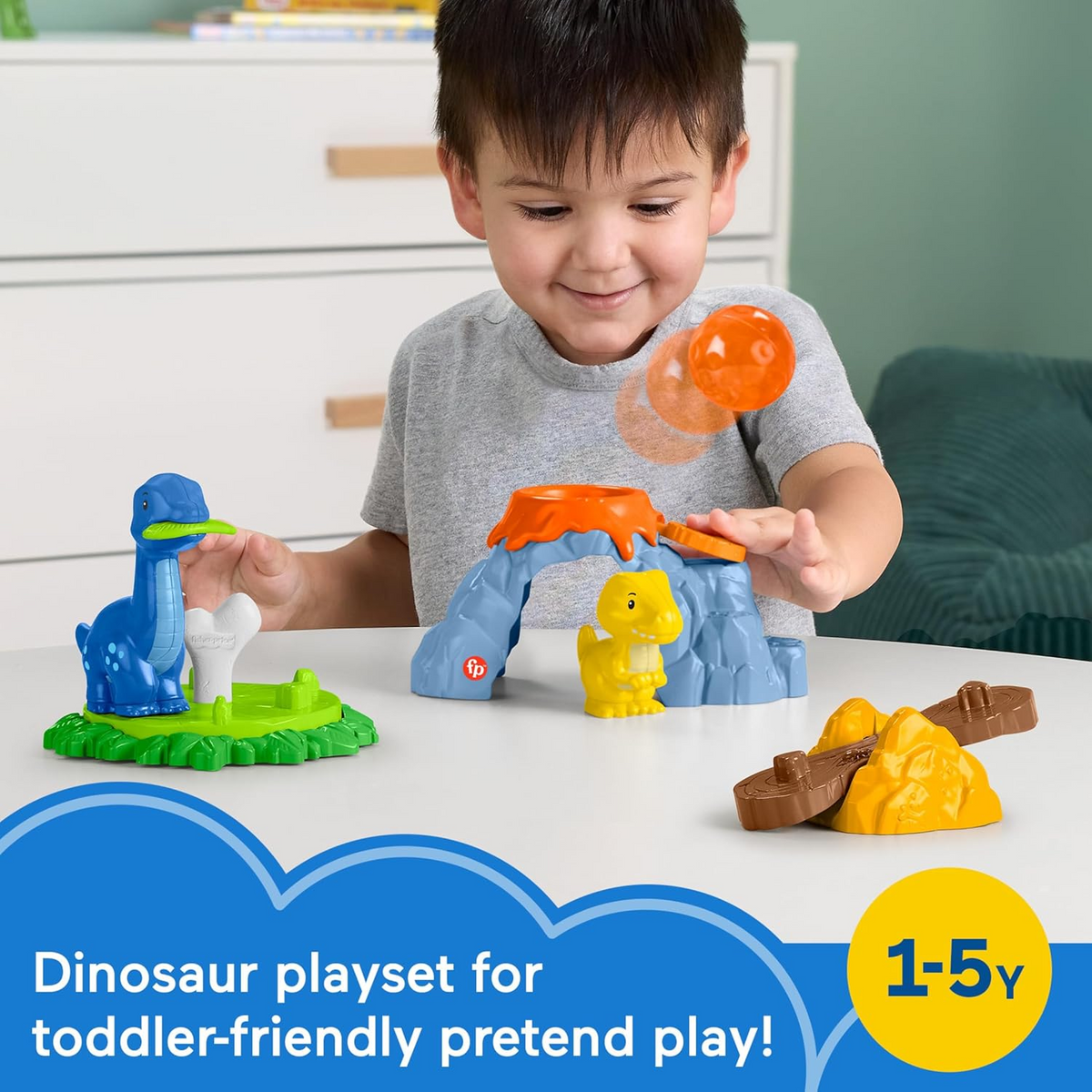Fisher-Price Little People Toddler Playset Spin And Play Dinosaur Playground