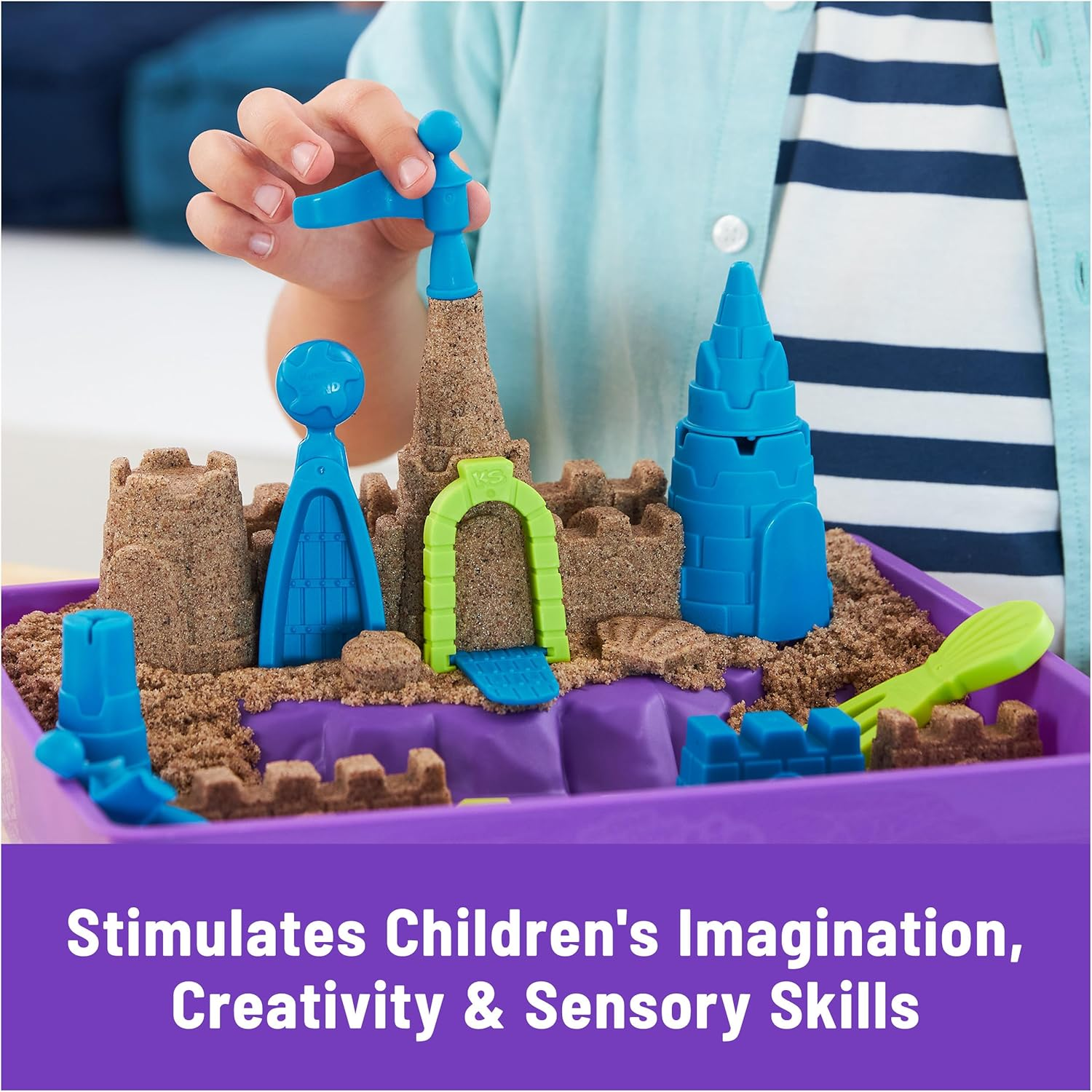 Kinetic Sand Deluxe Beach Castle Set 2.5lbs Sand with Molds Tools Sensory Toy 5+