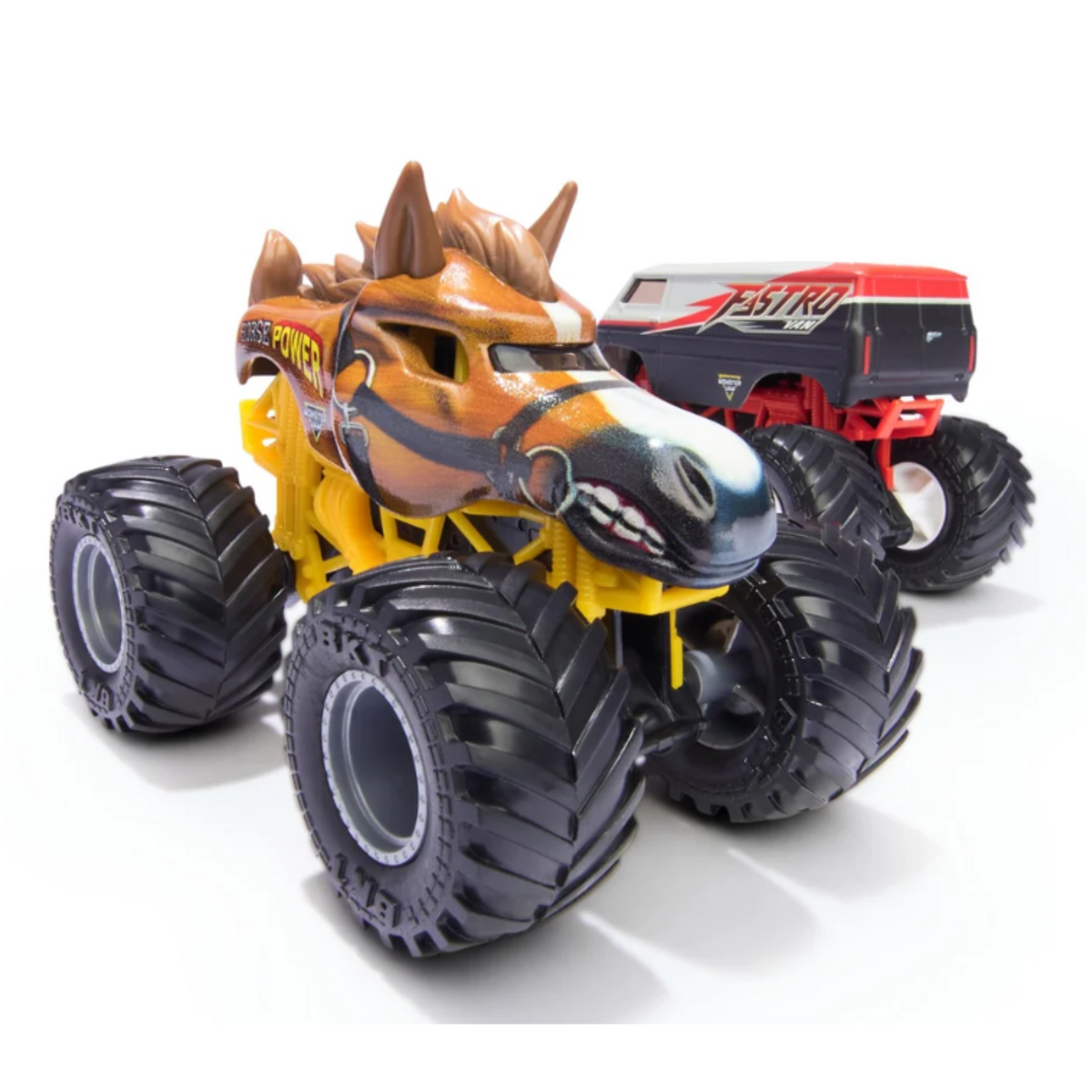 Monster Jam Horse Power VS Fastro Van 2 Pack Monster Trucks 1:64 Scale New Toy