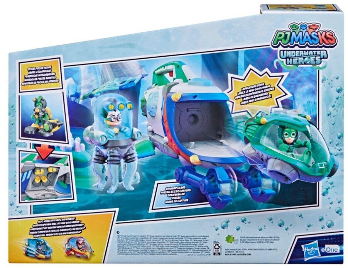 PJ Masks Hero Submarine Launcher With Launch Sub Rover and Grabber Claw Play