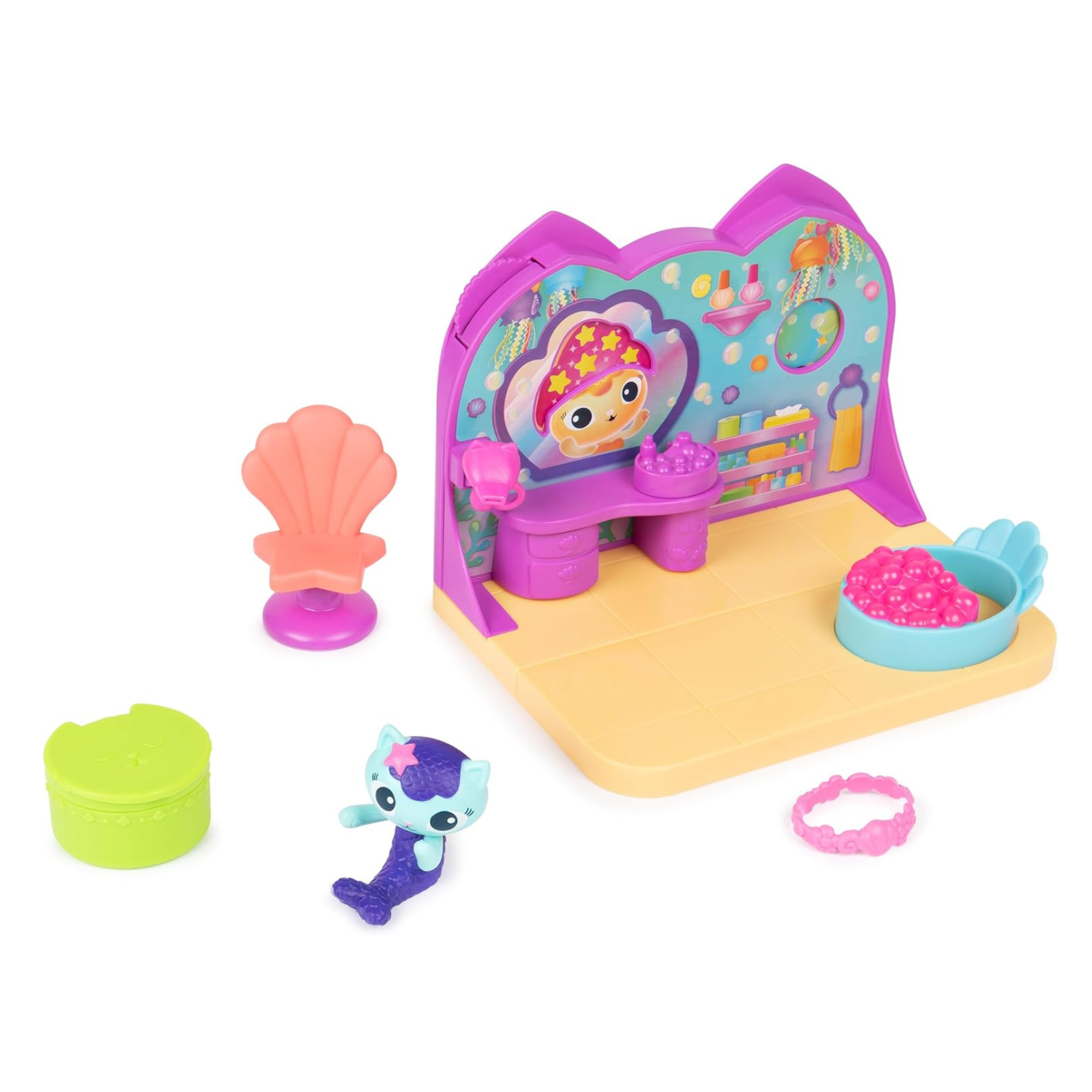 Gabbys Dollhouse Mercat Spa Room Playset with Figure Chair and Surprise Toy