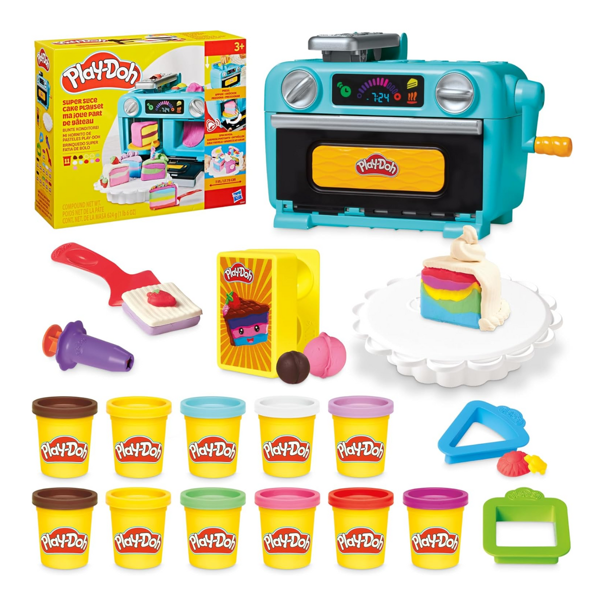 Play-Doh Super Slice Cake Playset New Toy Oven With Play Kitchen Accessories