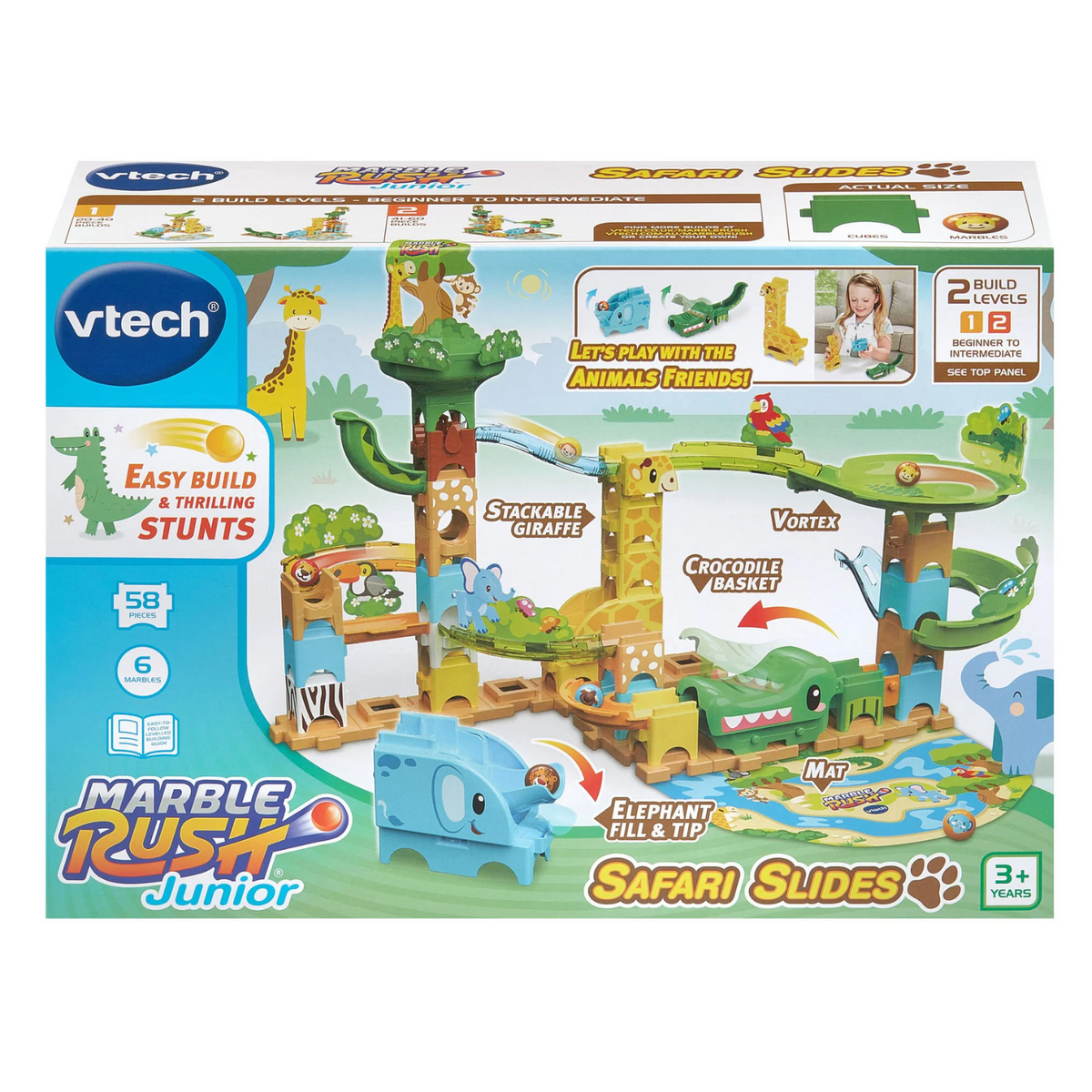 VTech Marble Rush Junior Animal Safari Slide Ages 3+ New Toy Elephant Giraffe