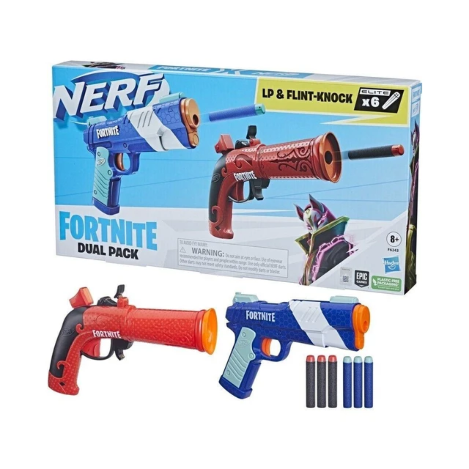 Nerf Fortnite Dual Pack includes 2 Fortnite Blasters 6 Nerf Elite Darts Toy Gun