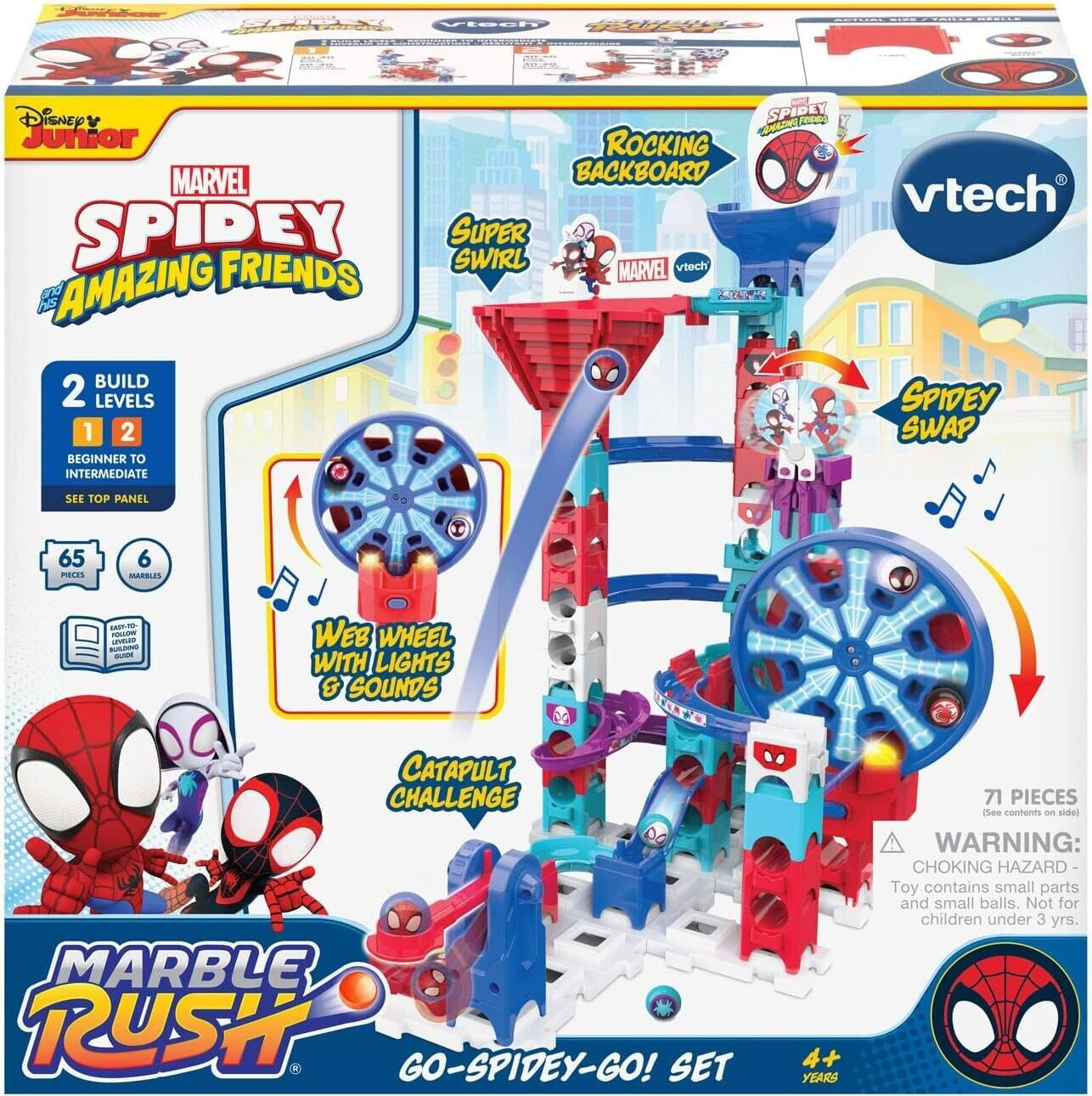 VTech Spidey and His Amazing Friends Marble Rush Go-Spidey-Go Set Spiderman Play