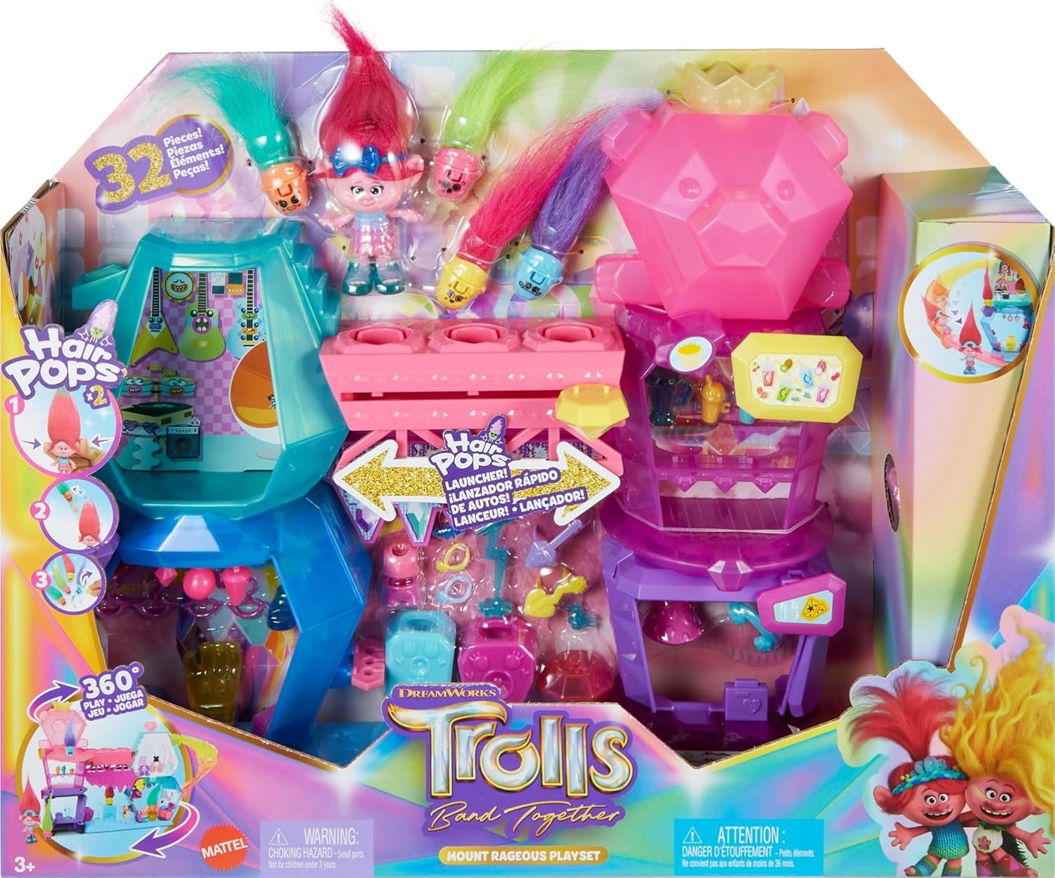 DreamWorks Trolls Band Together Toys Mount Rageous Playset Queen Poppy Doll Play