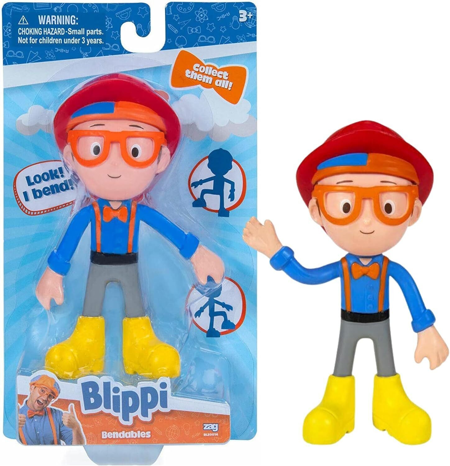 Blippi Bendables 5 Inch 13cm Fireman Figure with Safari Hat