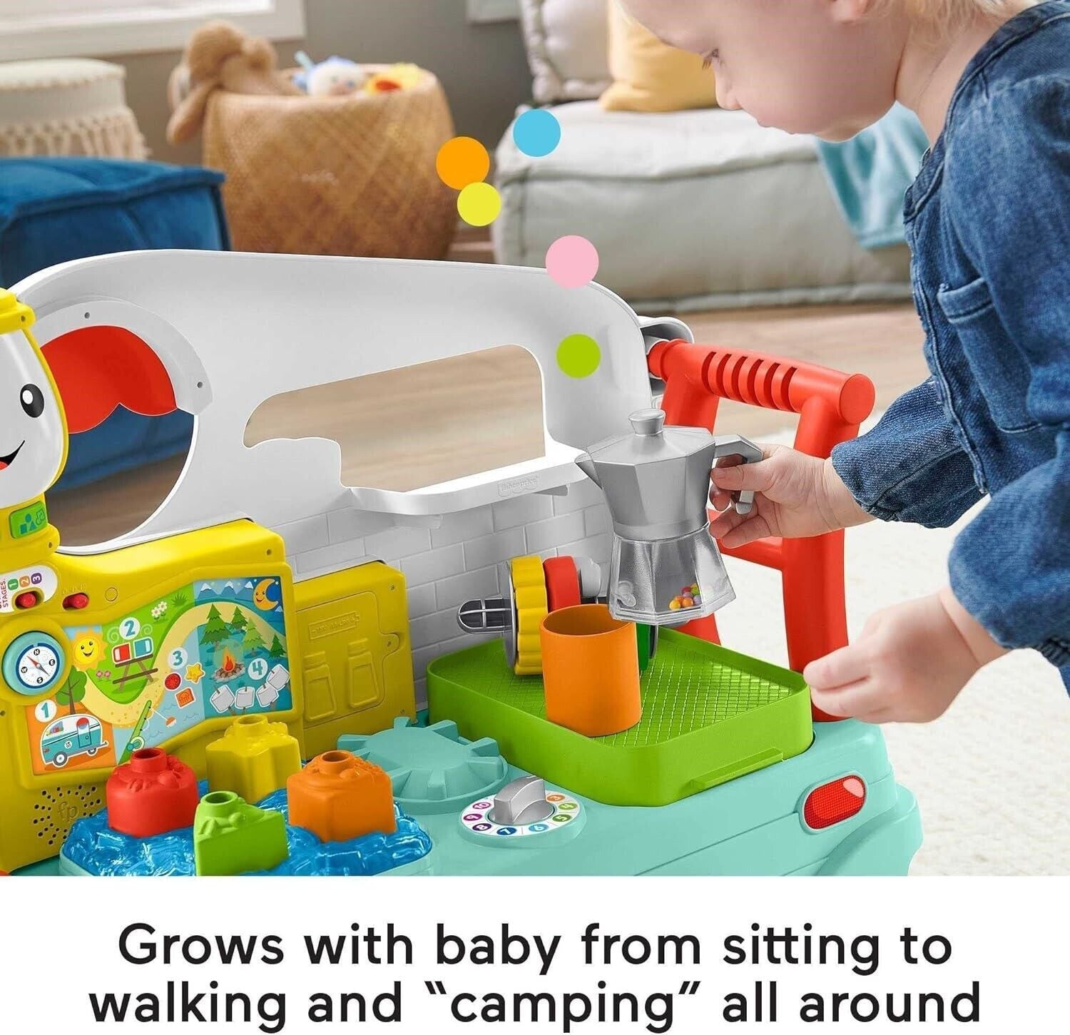 Fisher-Price Laugh & Learn 3-in-1 Camper Push Along Baby Walker Activity Center