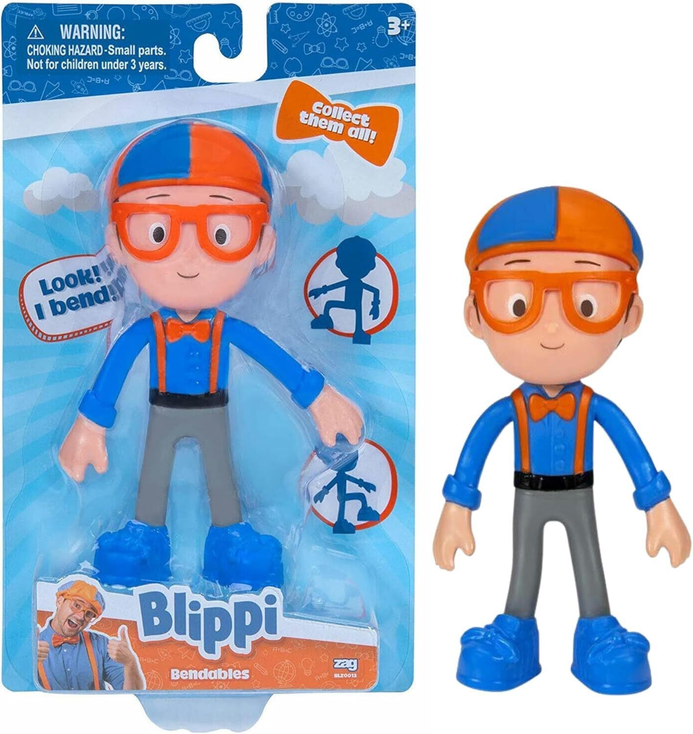 Blippi Bendables 5 Inch 13cm Blippi Figure with Safari Hat