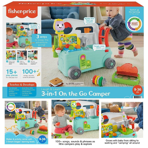 Fisher-Price Laugh & Learn 3-in-1 Camper Push Along Baby Walker Activity Center