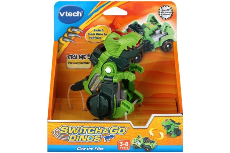 Vtech Switch & Go Dinos - Claw The T-Rex - Ages 3+ Toy dino Car transformer