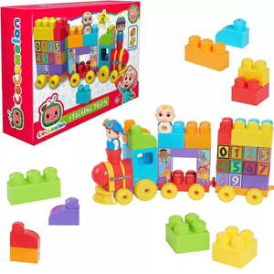 CoComelon Stacking Train 40 Piece Large Building Block Set Includes JJ TomTom