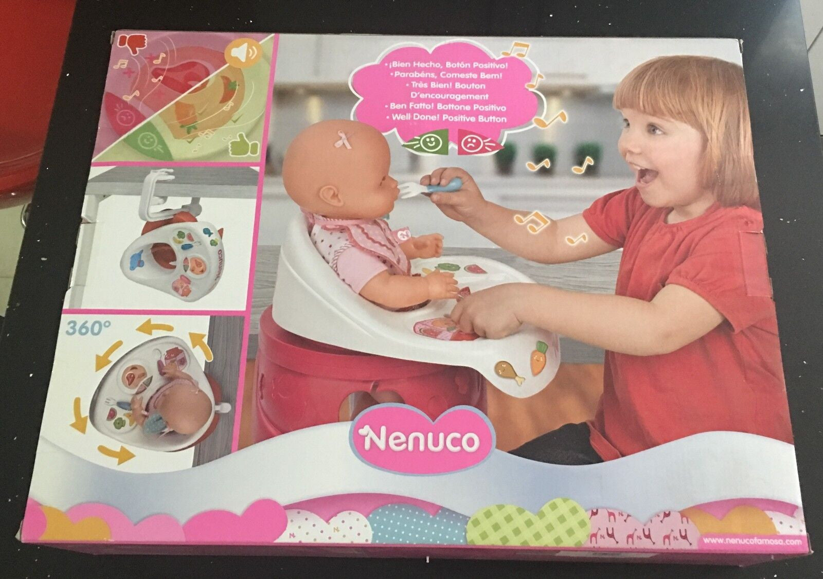 Nenuco Highchair Eat Baby Doll Ages 3+ Toy Girls High Chair Bath Food Highchair