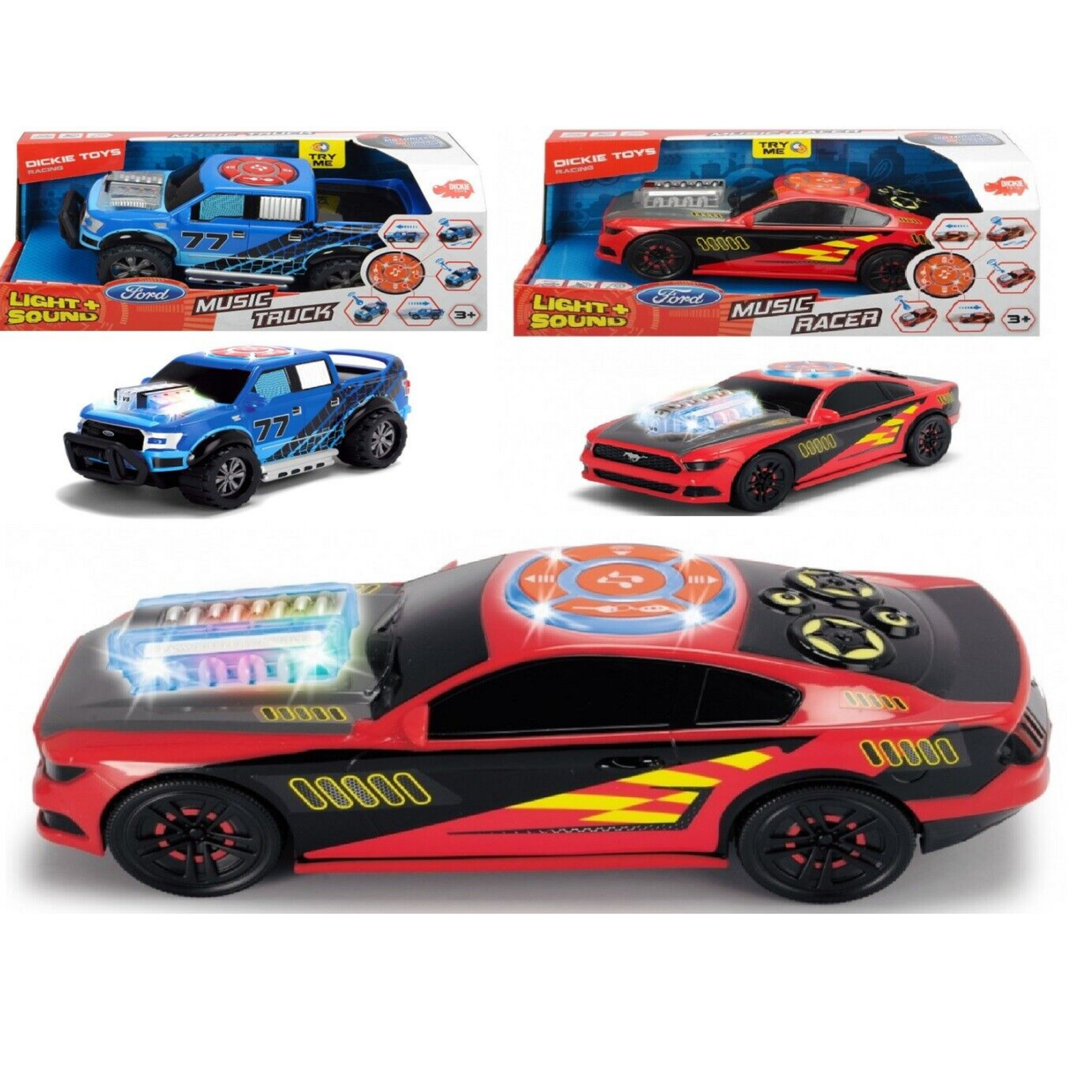 Dickie Toys Music Racer Assorted Car Truck Light and Sound Ages 3+ Toy Race Play