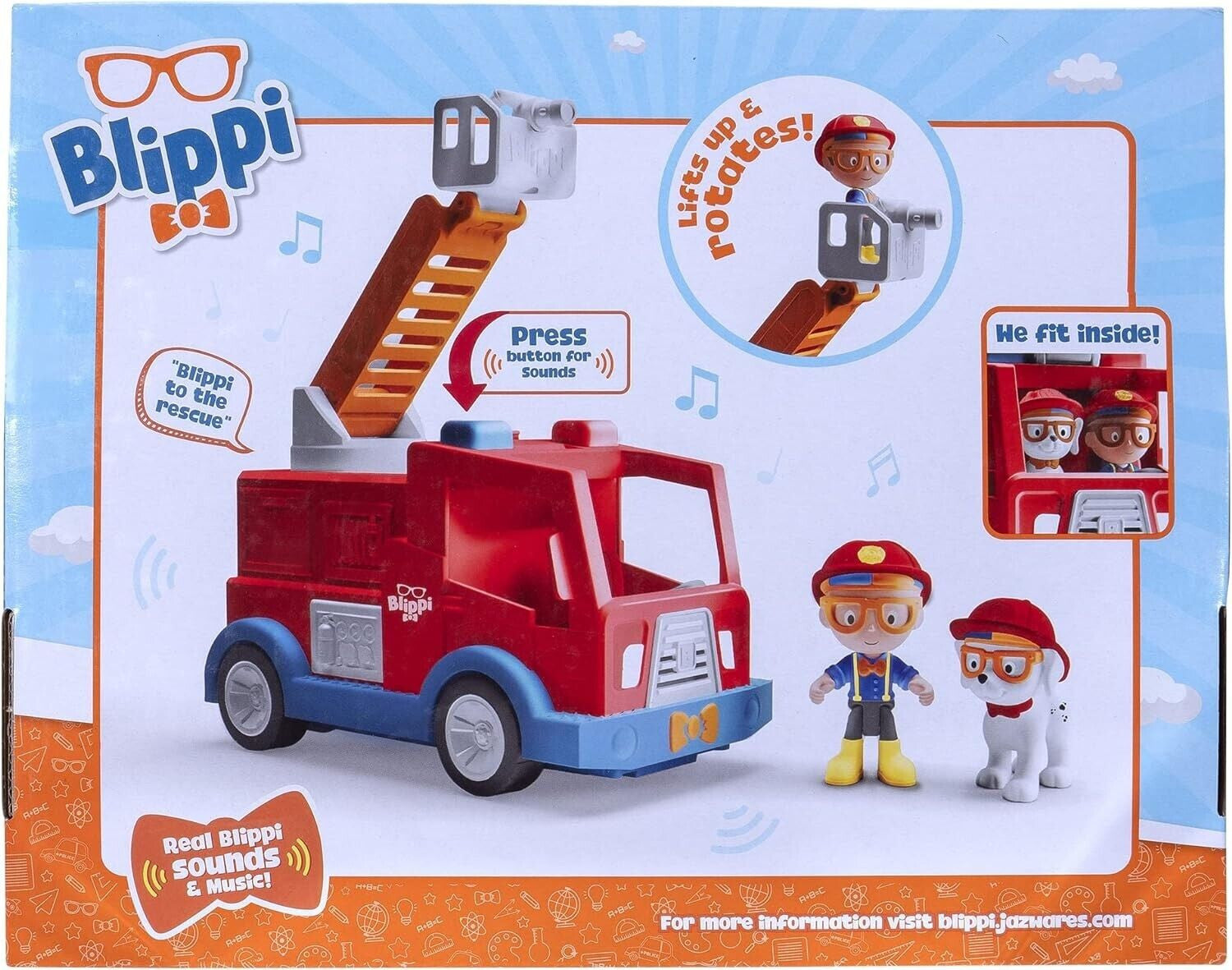 Blippi Fire Truck Feature Vehicle and Fire Dog Extend Ladder Ages 3+New Toy
