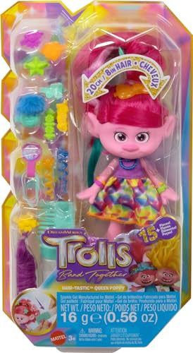 Mattel DreamWorks Trolls Queen Poppy Doll 15+ Accessories Glitter Comb