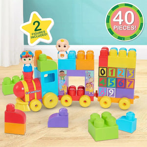 CoComelon Stacking Train 40 Piece Large Building Block Set Includes JJ TomTom